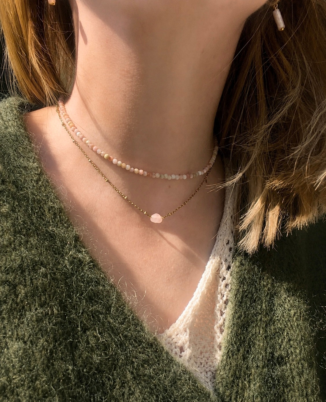 Mini Luce - Opale rose Necklace